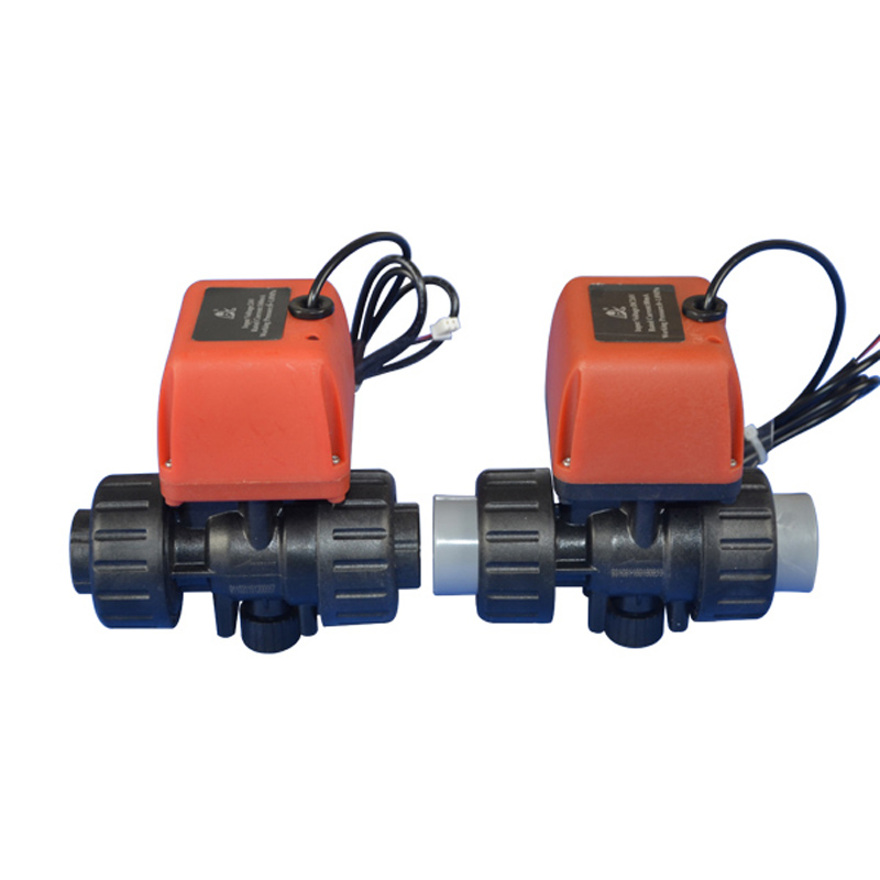 Plastic Two-Way Electric Ball Valves through threaded joint